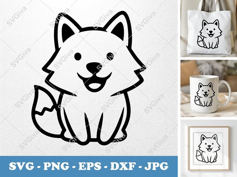 Wolf Smiling Happily SVG PNG DXF EPS | Cute Animal Cut File for Cricut Silhouette Projects