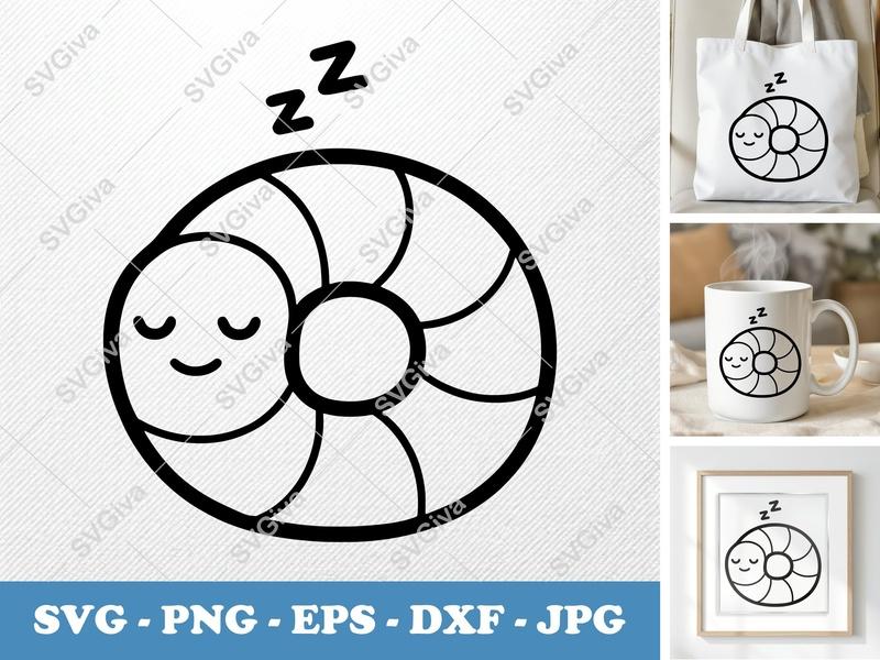 Worm Sleeping SVG | Friendly Rounded Body Bean-Shaped Cut File | PNG DXF EPS for Cricut Silhouette