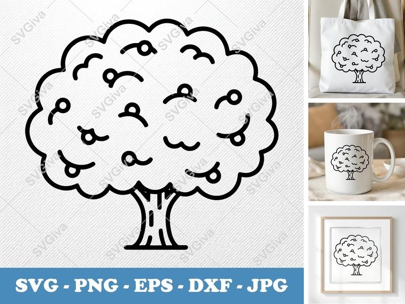 Yew Tree classic svg icon | Bold Outline Tree, Nature Element, SVG PNG EPS DXF for Cricut, Silhouette, Digital Download