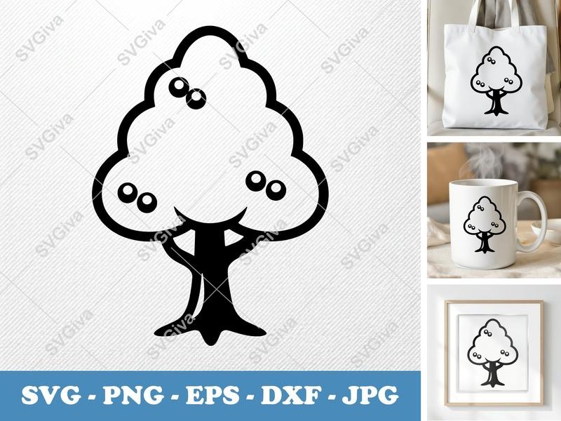 Yew Tree classic svg icon | Soft Puffy Tree Design | SVG PNG EPS DXF | Cricut Silhouette File