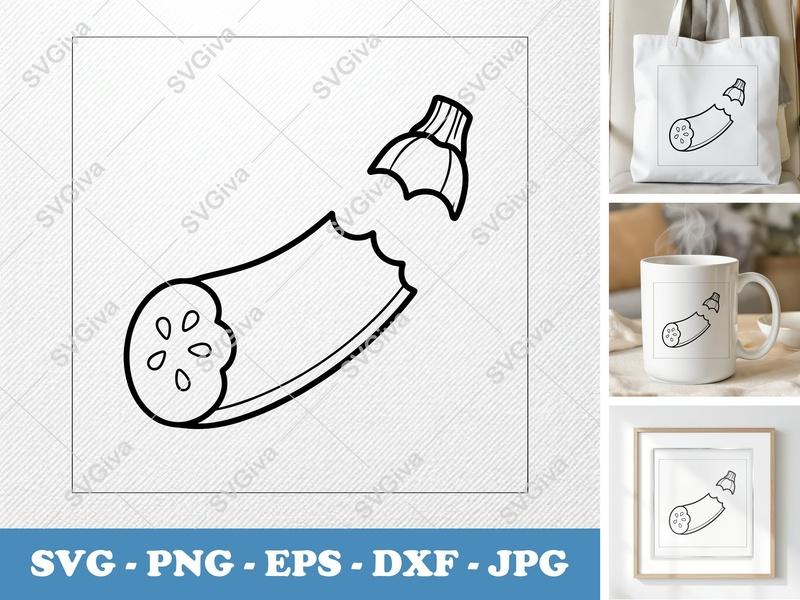 Zucchini Partially Eaten SVG | Bold Minimalist Vector | Clean White Fill | PNG DXF EPS | Cricut Silhouette Kitchen Cut File