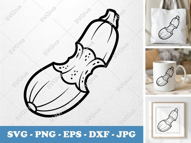 Zucchini SVG Cut File | Modern Vegetable Outline | PNG EPS DXF for Cricut Silhouette | Garden Food Clipart Vector