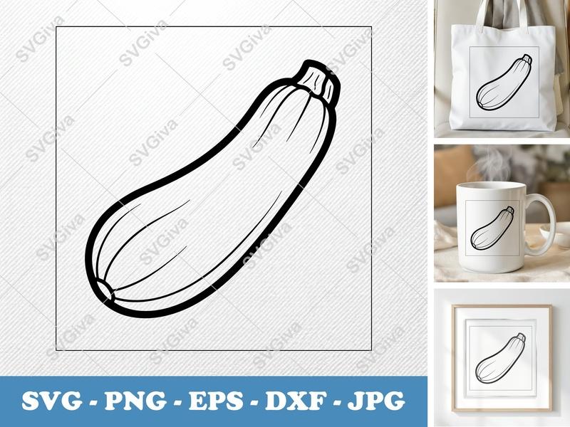 Zucchini SVG Cut File | Simple Vegetable Clipart | PNG EPS DXF for Cricut & Silhouette | Modern Produce Vector Art