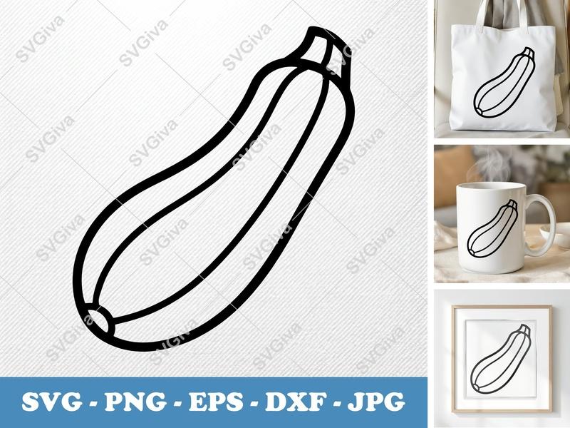 Zucchini SVG | Double-Outline Minimalist Design | Thick Contour, Thin Lines | PNG DXF EPS | Cricut Silhouette Cut File
