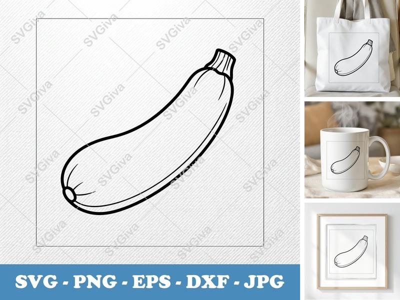 Zucchini SVG | Simple Minimalist Vector | Bold Contour Cut File | PNG DXF EPS for Cricut Silhouette