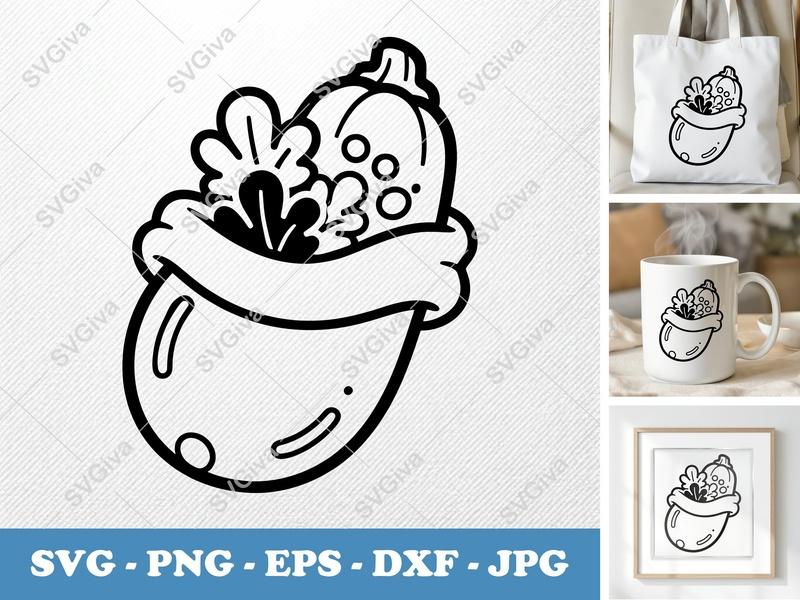 Zucchini with Garnish SVG PNG DXF EPS | Vegetable Cut File for Cricut Silhouette